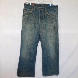 GAP 1969 Mens 32 x 28 Button Fly Loose Straight Fit Dark Worn Blue Jeans  *READ*